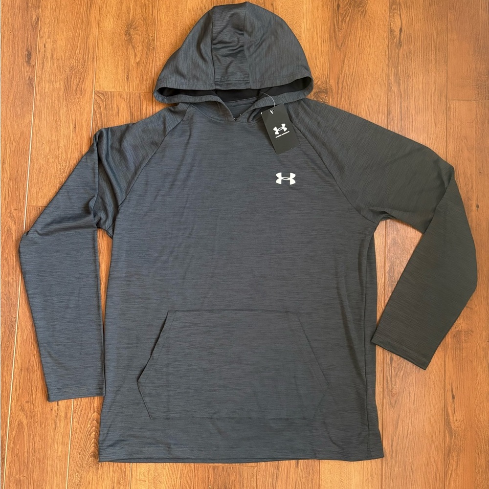 NWT Men's Under Armour Velocity HeatGear Quickdry Hoodie. Charcoal Gray. Size L